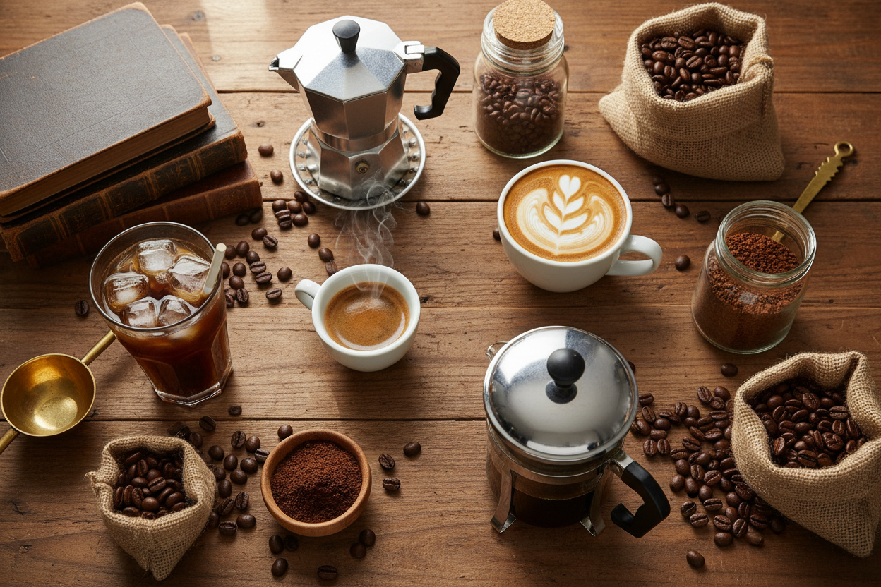 Les différents types de café avec leurs proportions et contenances